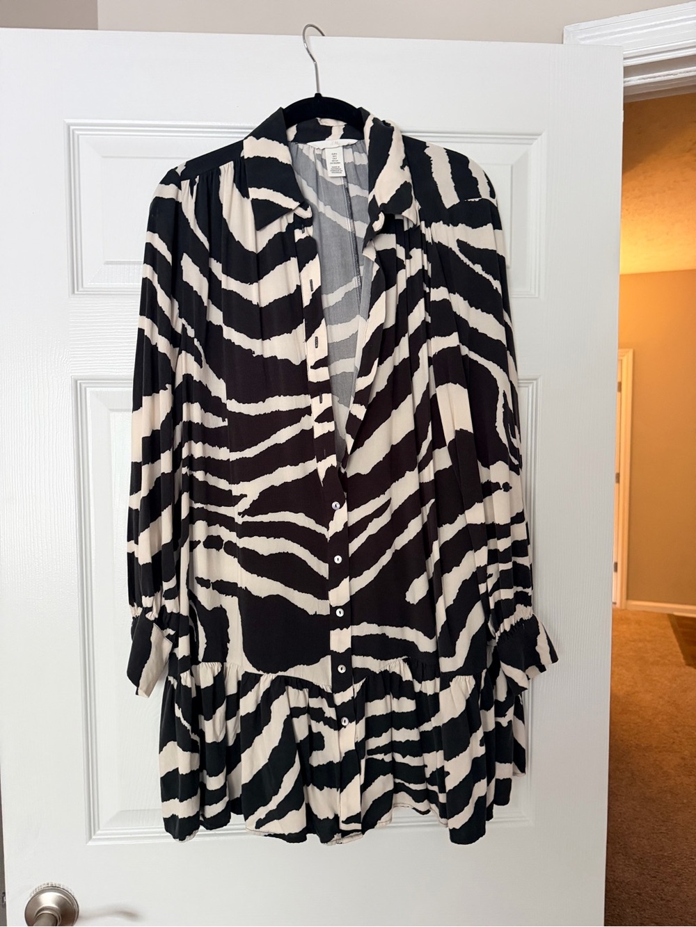 H&M Black and Cream Zebra Print Tunic